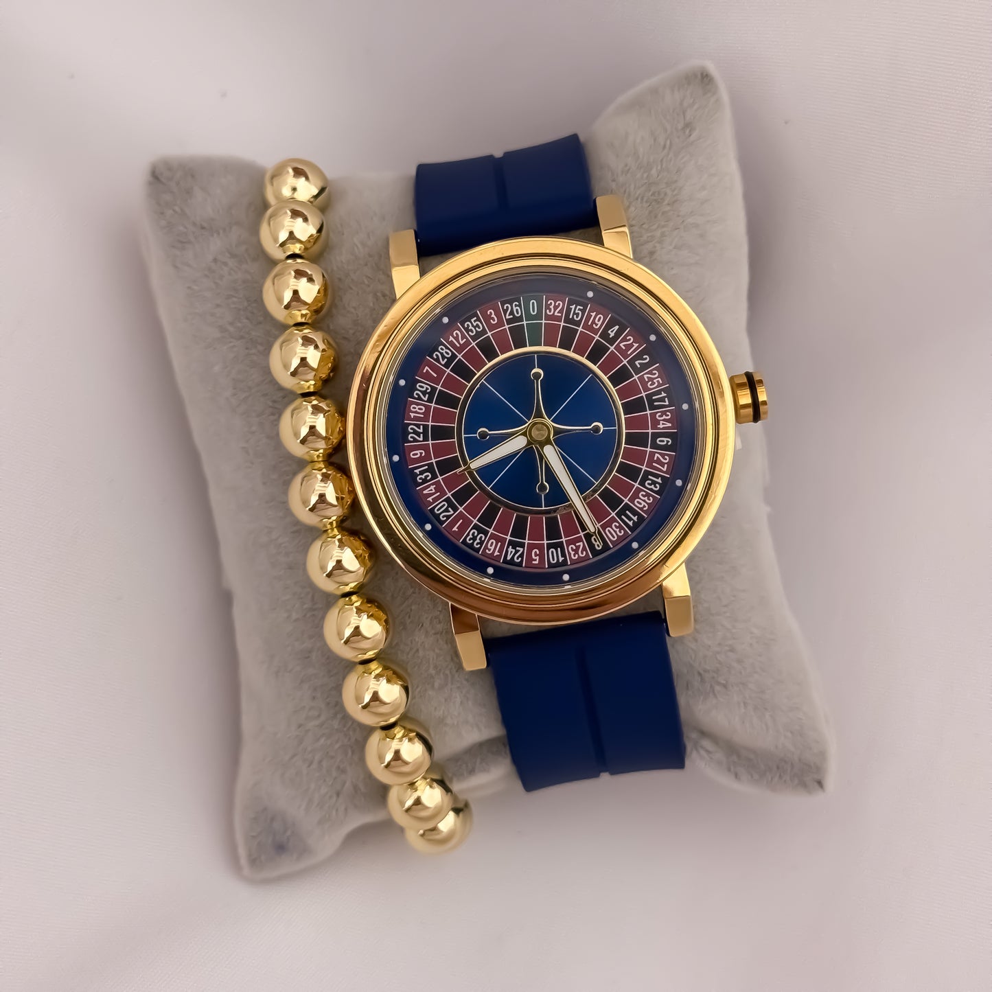 RELOJ CASINO MOVIBLE SUMERGIGLE LAMINADO 18K + PULSERA BALIN LISO DE 8MM EN ORO LAMIANDO 18K