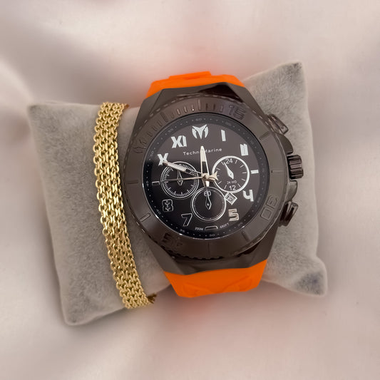 Reloj Techno Marine de Alta Calidad  Automatico Sumergible Garantizado + Pulsera Tejido Chino Grueso Doble Carril