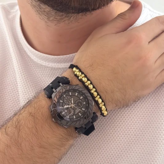 Reloj TISSOT Hombre Sumergible + Pulseras Balin Italiano de 6mm y 5mm en Oro Laminado 18k con Garantia de por vida